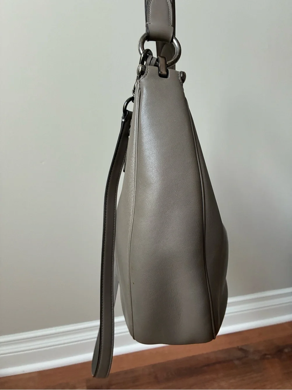 Coach Mae Leather Hobo Shoulder Crossbody Purse, 36026, Grey Birch / Gunmetal